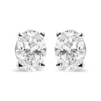 14K White Gold 2.0 Cttw Prong Set Lab Grown Oval Diamond Solitaire Stud Earring (F-G Color, VS1-VS2 Clarity)