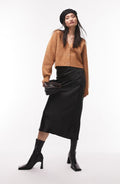 Topshop Waffle Knit Crop Cardigan in Camel, Size Small