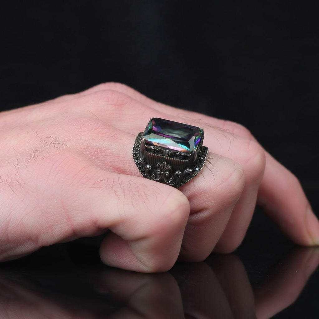 Mystic Topaz Stone V1 // Silver + Multicolor