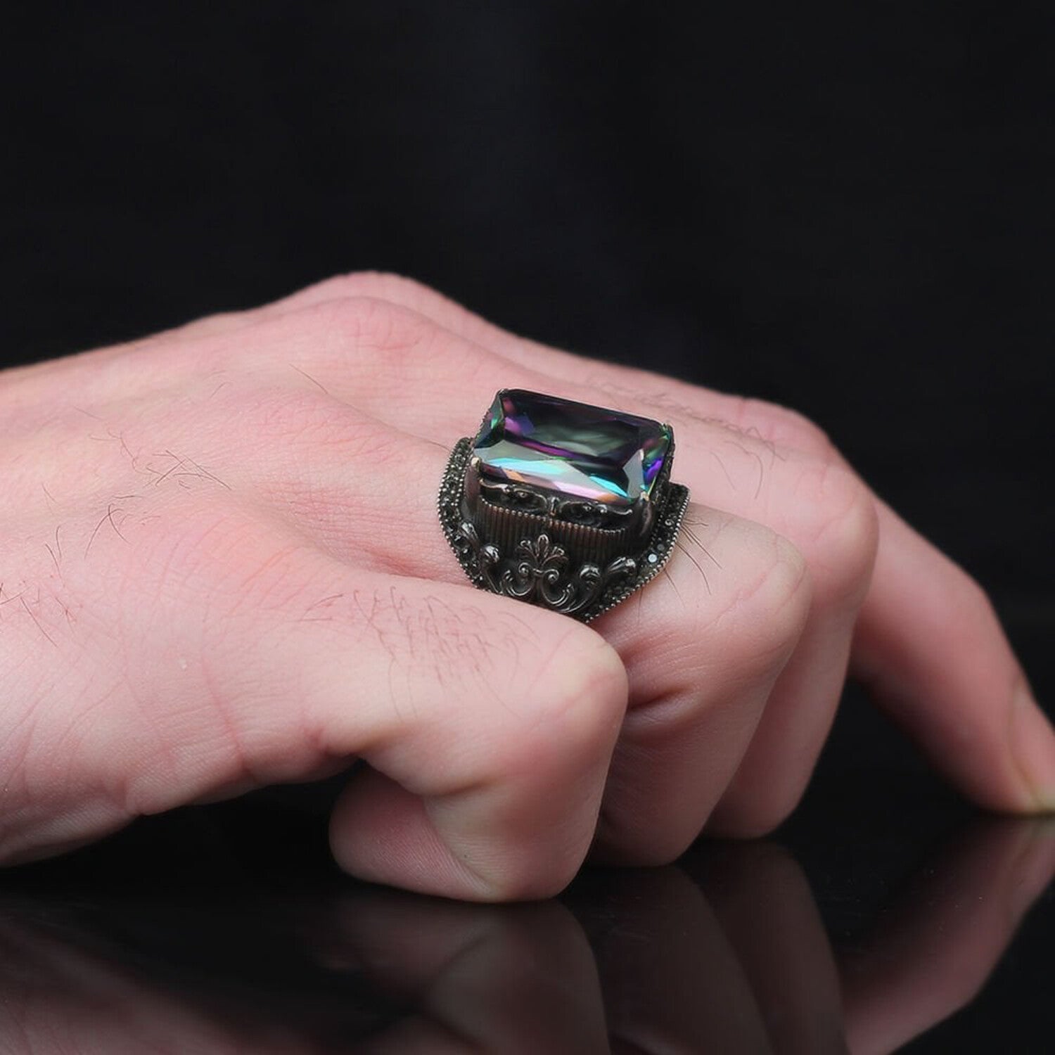 Mystic Topaz Stone V1 // Silver + Multicolor
