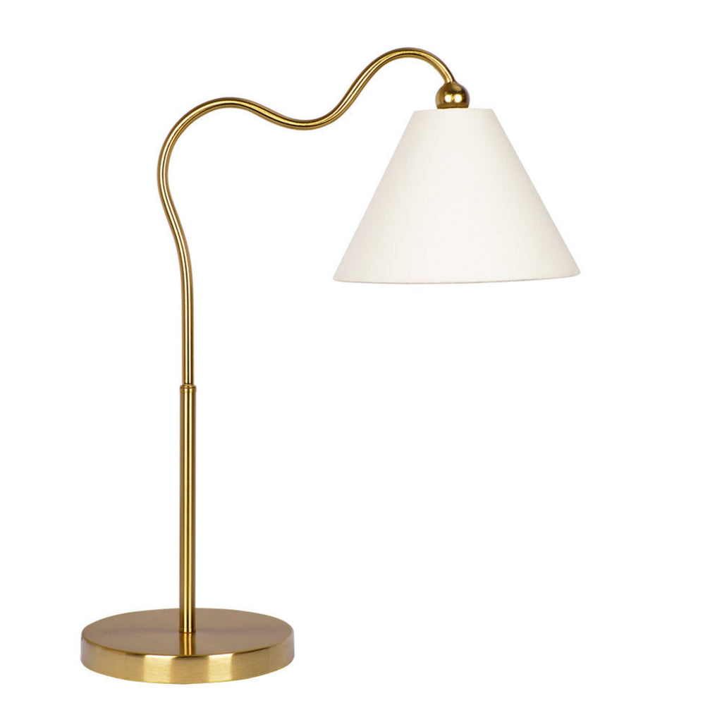 Ornate - Ring Base Curved Table Lamp With Triangle Drum - Gold / White