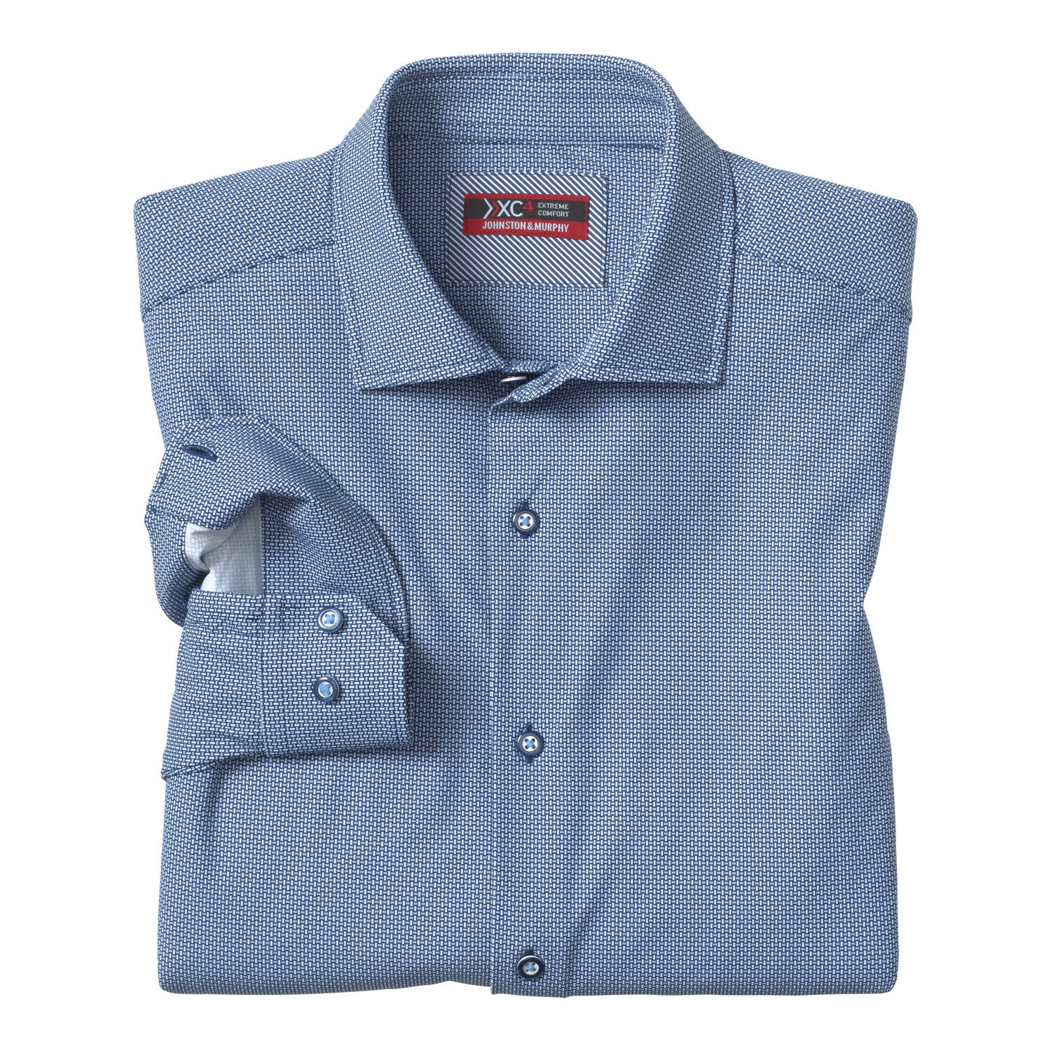 XC+ Motion Long-Sleeve Dress Knit Shirt // Navy Basketweave