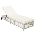 Outdoor Lounge Chair With 5 Position Backrest With Cushion And Wheels