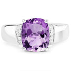 2.65 Carat Genuine  Amethyst and White Topaz .925 Sterling Silver Ring