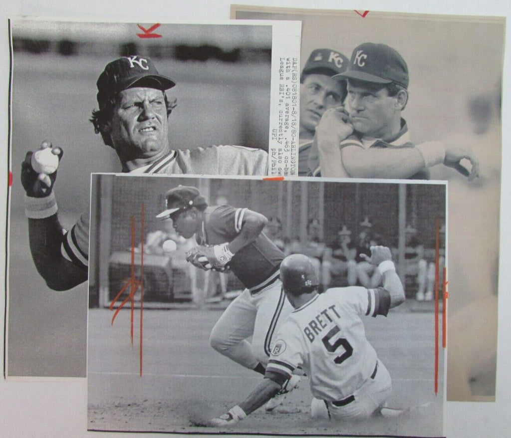 Lot of 9 George Brett Kansas City Royals 1980's-90's News Wire Photos 157376