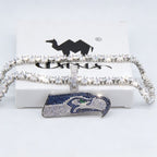 Seattle Seahawks Logo Pendant Necklace – with Heart Tennis Chain for Fans