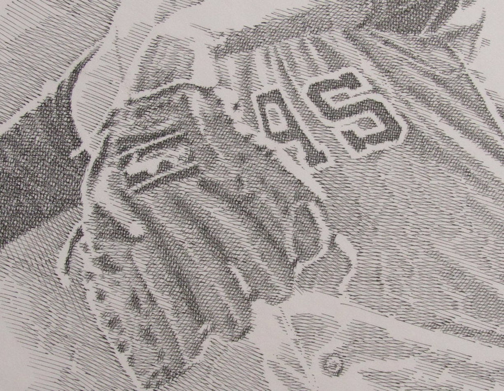 Nolan Ryan HOF UNSIGNED 16x20 B/W Drawing Texas Rangers 190124