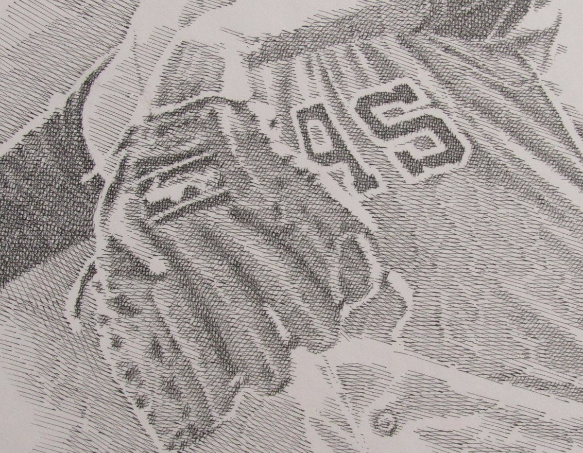 Nolan Ryan HOF UNSIGNED 16x20 B/W Drawing Texas Rangers 190124