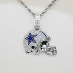 Dallas Cowboys Helmet Pendant Necklace – Sparkling Zircon Gift for Football Fans