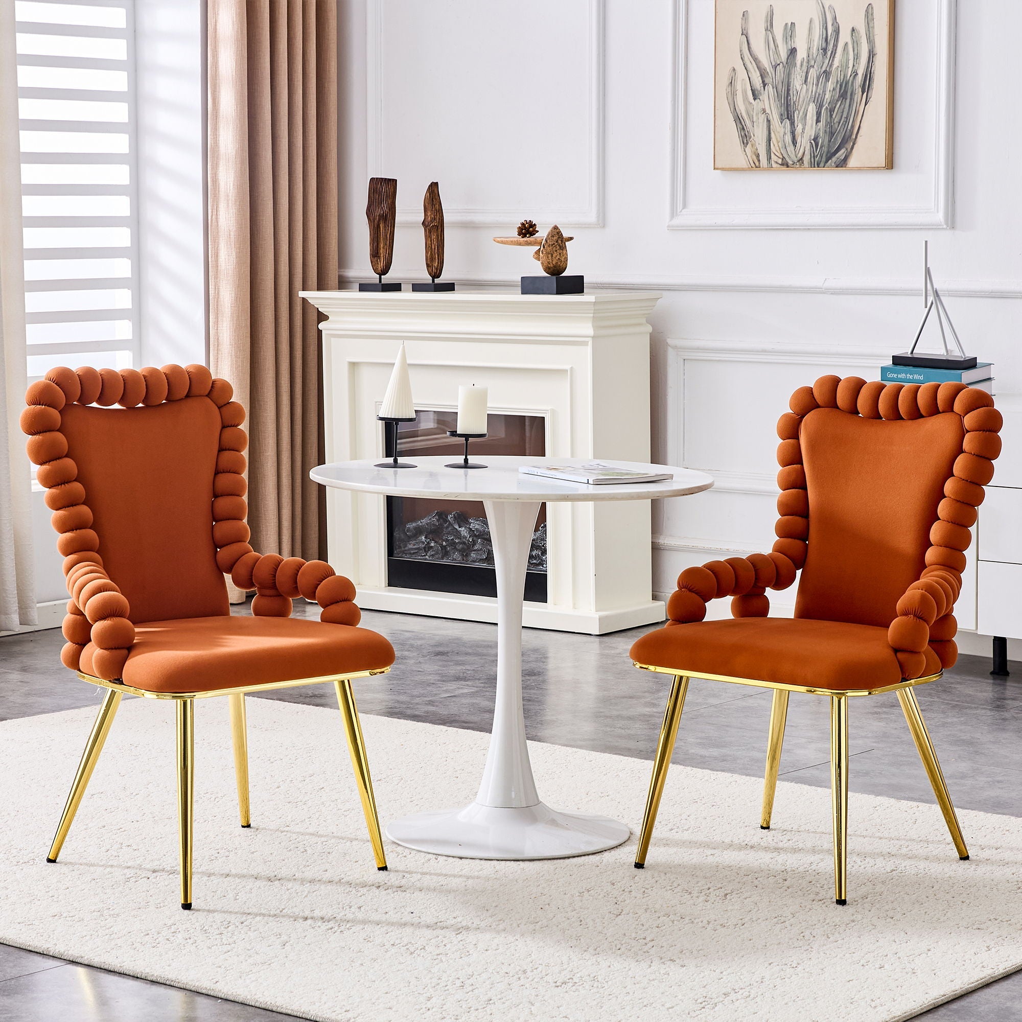 Puffy Bubble, Ball Chain Chair With Armrests (Set of 2)