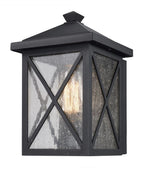 Leonis 10"High 1-Light Black Finish with Seeded Glass Shade Outdoor Wall Lantern