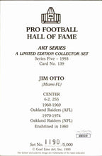 Jim Otto HOF Raiders Signed/Inscribed Goal Line Art GLAC Postcard JSA 167098