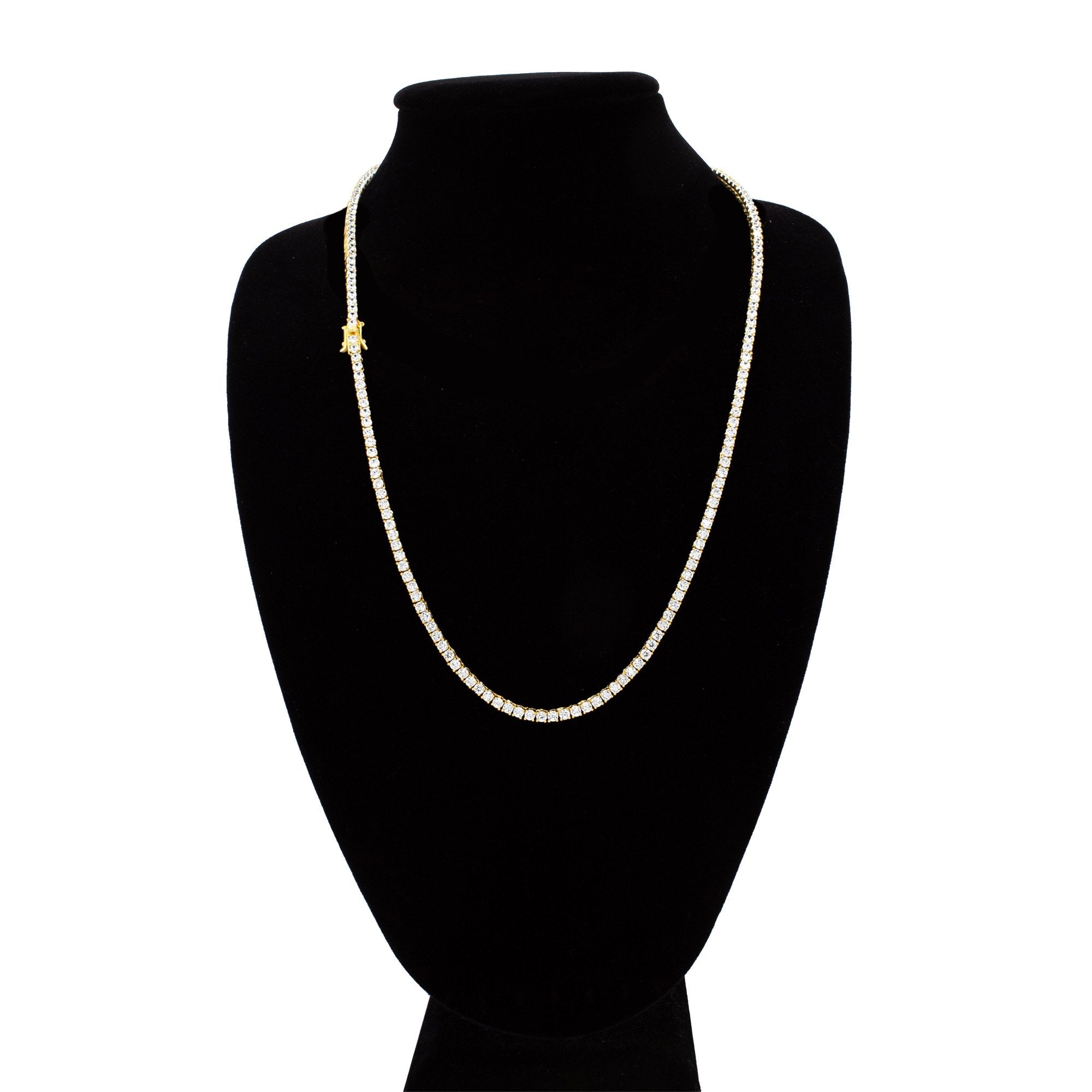 14K Gold Plated Tennis Chain Cubic Zirconia Necklace For Women 18" 20" 24"