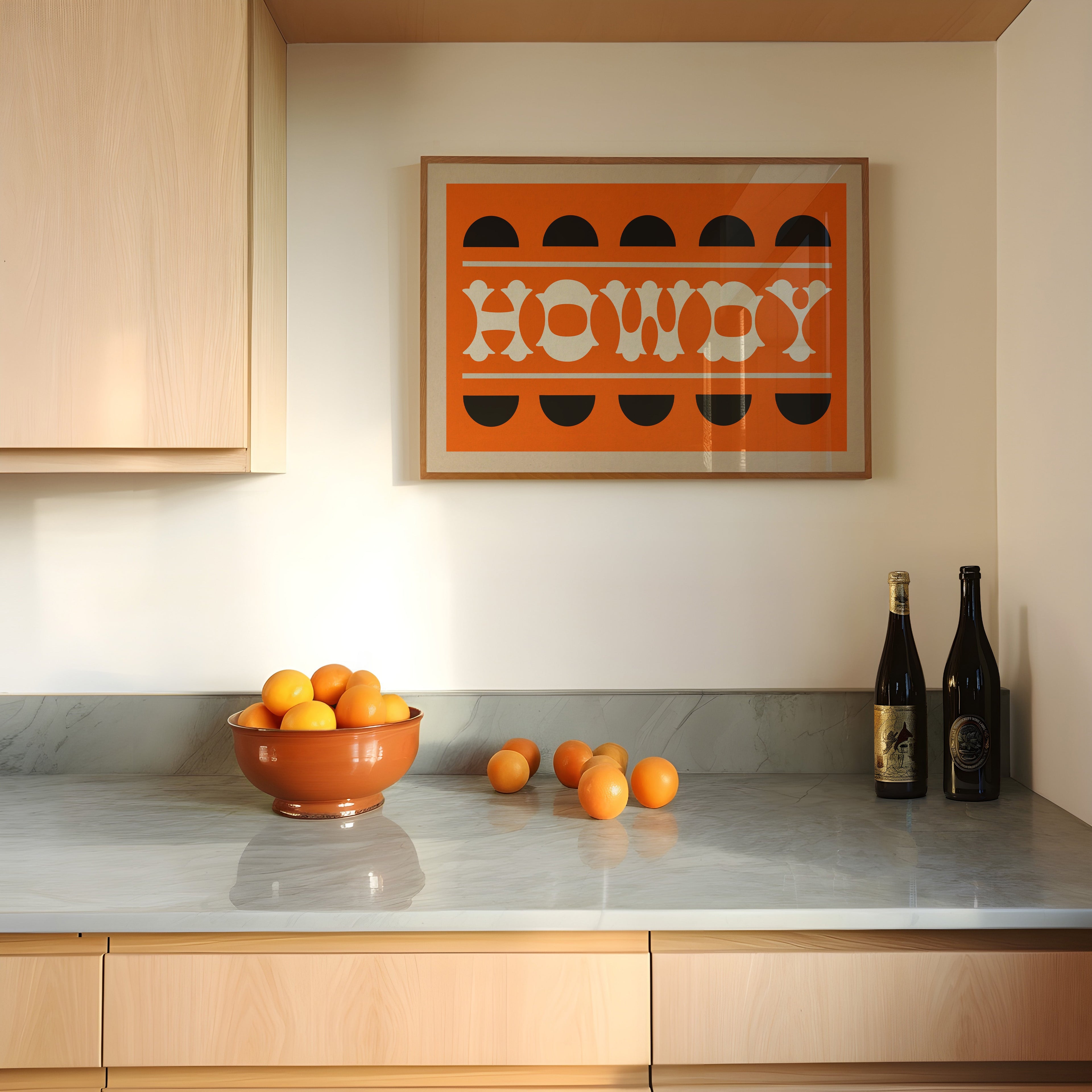 Orange and Black Howdy Home Decor Art Print