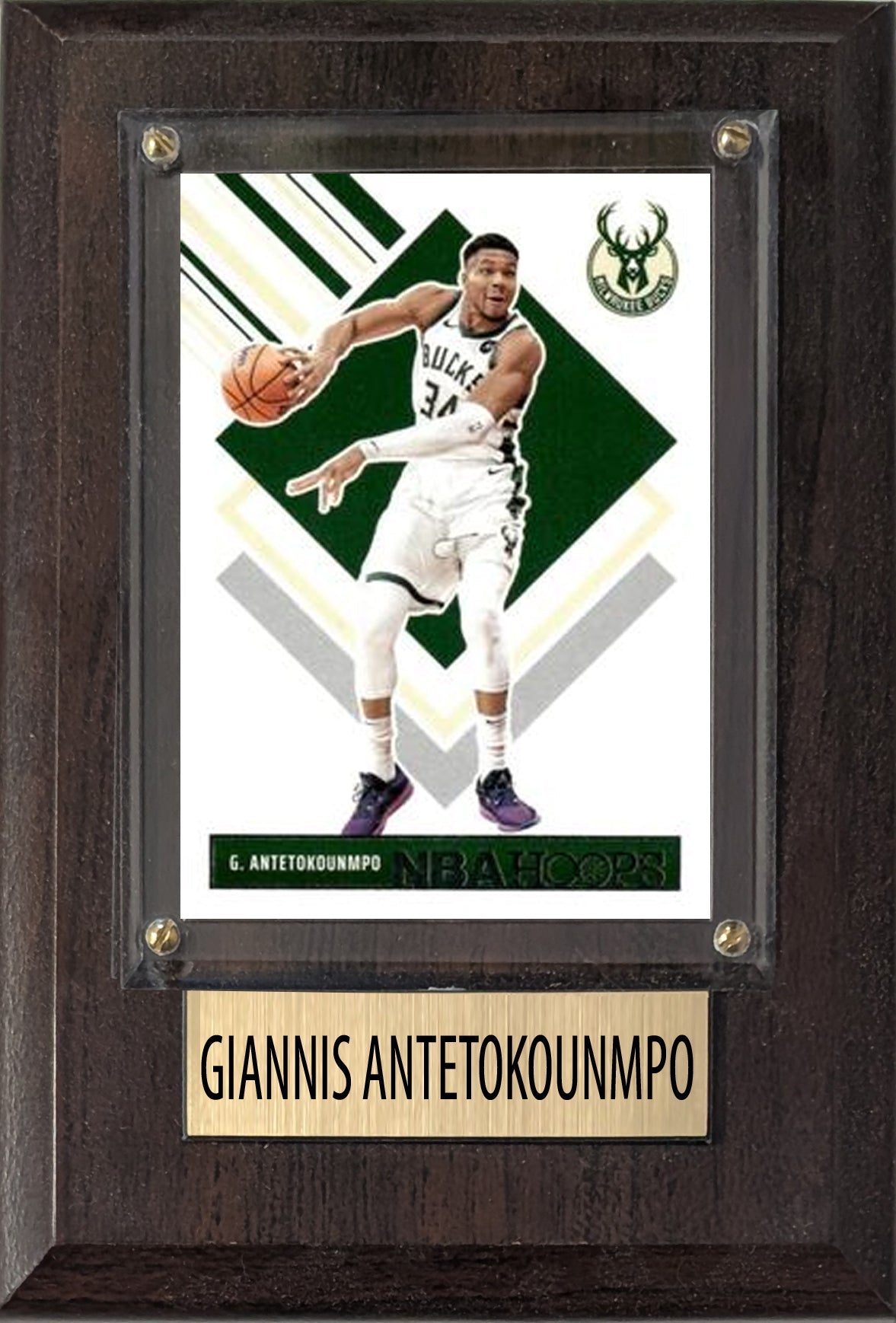 Giannis Antetokounmpo Milwaukee Bucks 2025 2024 Donruss Score Prizm Topps 4x6 Gift Plaque