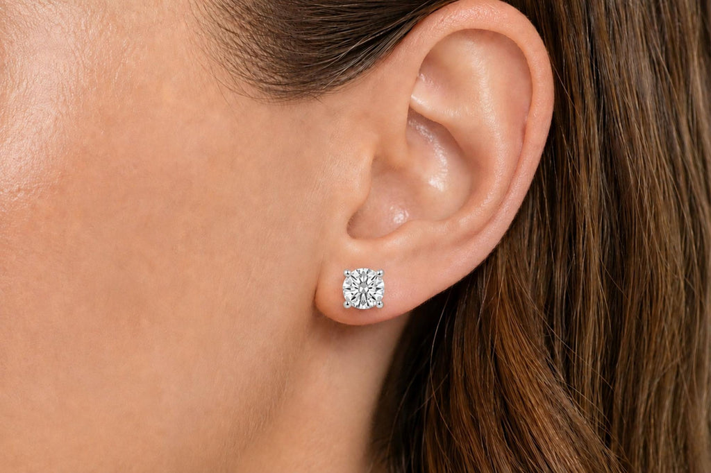 IGI Certified 14K Gold Lab Grown Diamond Solitaire Stud Earrings
