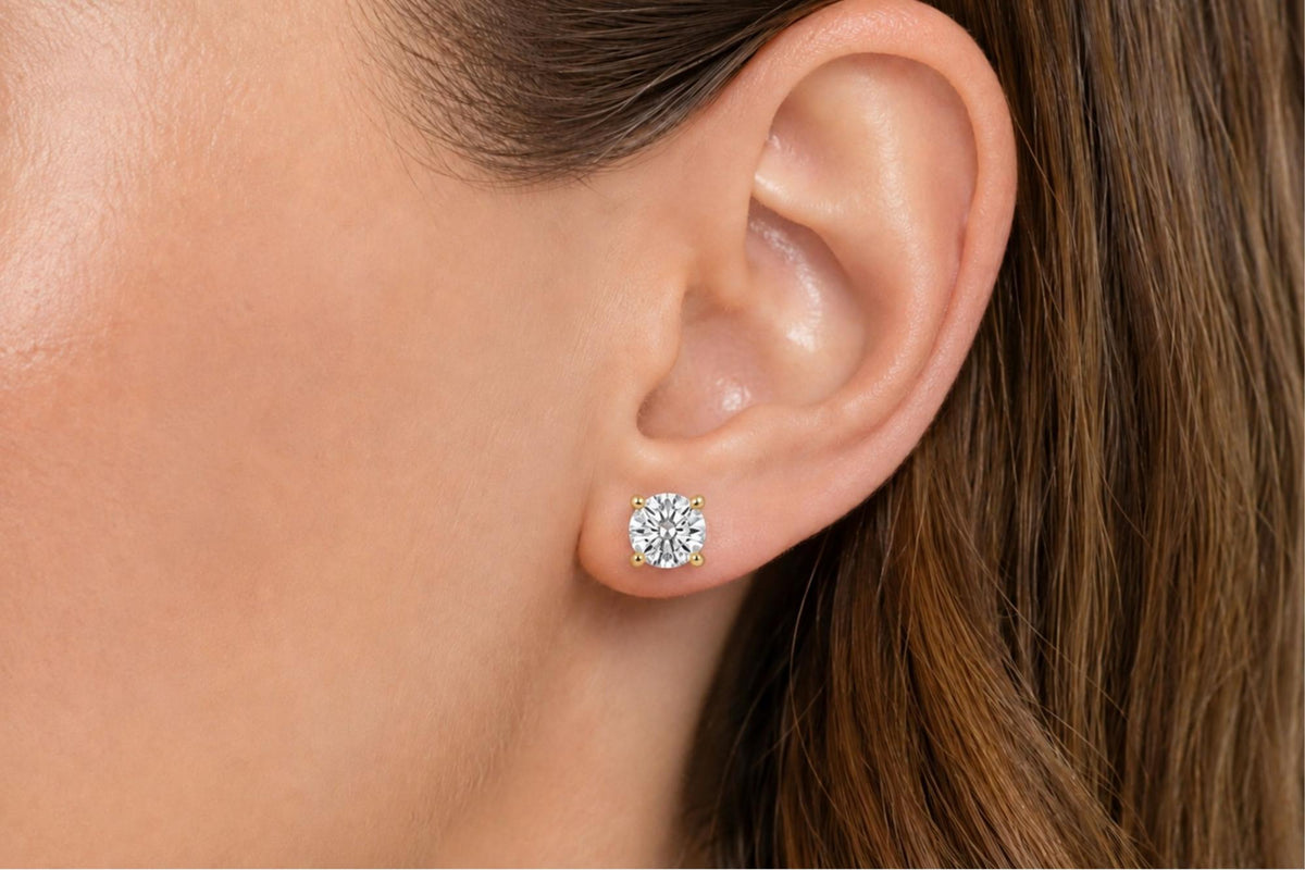 IGI Certified 14K Gold Lab Grown Diamond Solitaire Stud Earrings