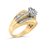 14K Yellow Gold 2-1/3 Cttw Diamond Cluster Channel Set Chevron Shaped Band Engagement Ring & Wedding Band Set