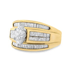 14K Yellow Gold 1 1/2 Cttw Pie, Princess and Baguette-cut Diamond Marquise Shaped Engagement Cocktail Ring Band (H-I Color, I1-I2 Clarity) - Ring Size 7