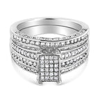 .925 Sterling Silver 3/4 Cttw Prong Set Round Diamond Composite Engagement Ring and Band Set (I-J Color, I3 Clarity) - Size 6.5
