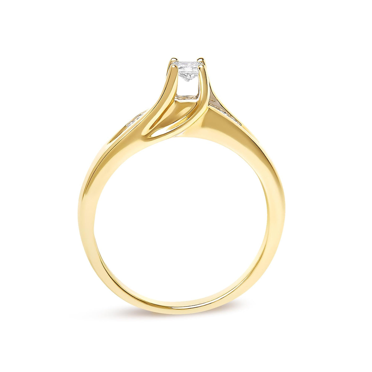 14K Yellow Gold 1/4 Cttw Princess Cut Diamond Engagement Ring
