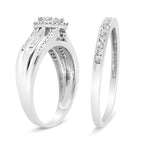 .925 Sterling Silver 1/2 Cttw Round and Baguette-Cut Diamond Engagement Bridal Set (I-J Color, I1-I2 Clarity) - Size 7