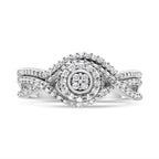 .925 Sterling Silver 1/6 Cttw Diamond Composite Halo and Split Shank Bridal Set Ring and Band  (I-J Color, I3 Clarity) - Size 7