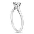 14K White Gold 7/8 Cttw Lab Grown Diamond Solitaire Cathedral Style Engagement Ring (F-G Color, VS1-VS2 Clarity) - Size 5