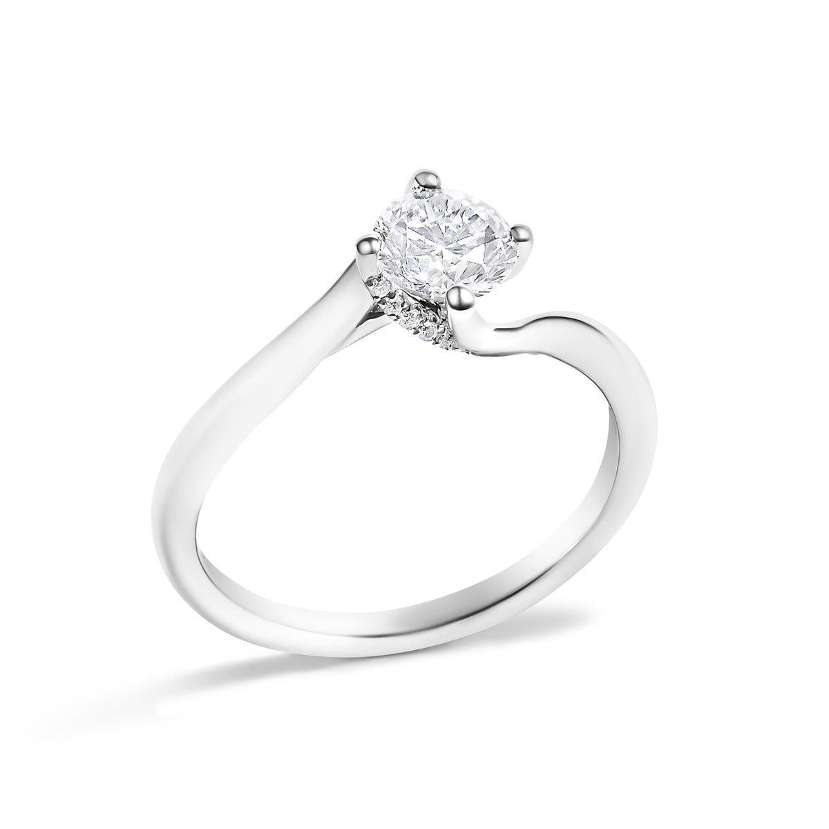 14K White Gold 4/5 Cttw Round Lab Grown Diamond Bypass Solitaire Engagement Ring (F-G Color, VS1-VS2 Clarity)