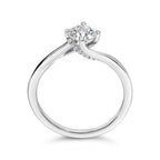 14K White Gold 4/5 Cttw Round Lab Grown Diamond Bypass Solitaire Engagement Ring (F-G Color, VS1-VS2 Clarity) - Ring Size 5