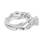 14K White Gold Lab Grown Diamond 1.0 Cttw Vintage Style Engagement Ring and Band Set - Ring Size 5