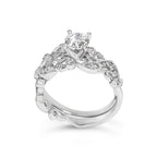 14K White Gold Lab Grown Diamond 1.0 Cttw Vintage Style Engagement Ring and Band Set - Ring Size 5