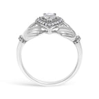 14K White Gold 3/8 Cttw Diamond Claddagh Heart Ring