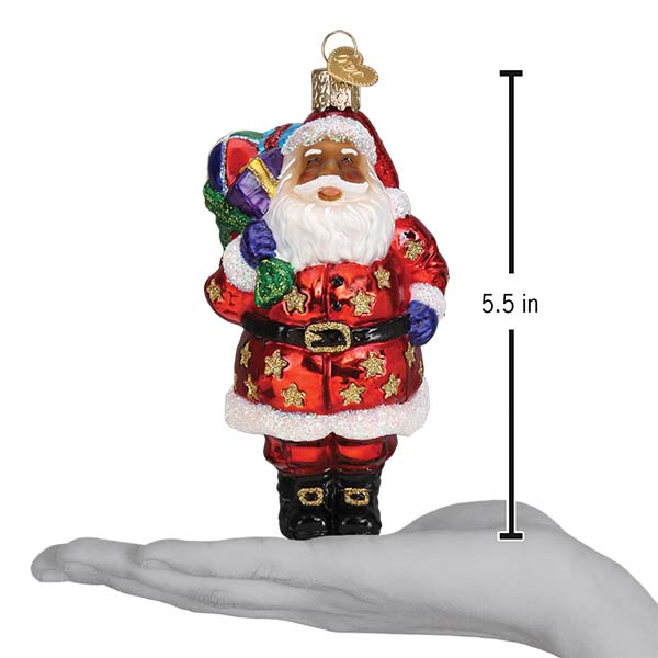 Jolly African American Santa Ornament