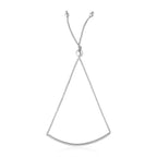14k White Gold Smooth Curved Bar Lariat Design Bracelet