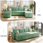 U-Shaped Sectional Sofa Bed With Storage And USB Ports