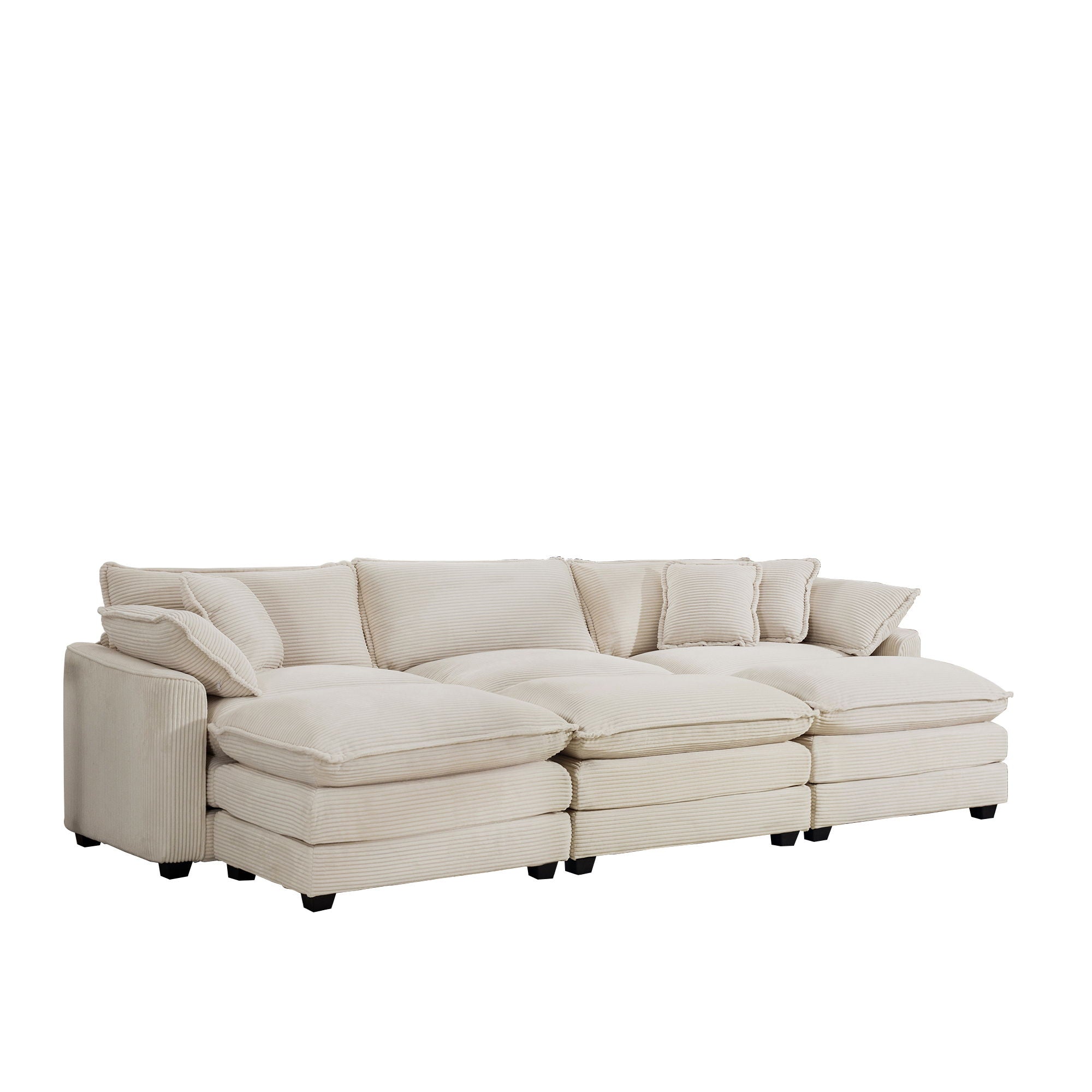 Modern Oversized Modular Cushion Sofa With Ottoman