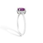 10K White Gold Purple Amethyst and 1/10 Cttw Diamond Halo Ring