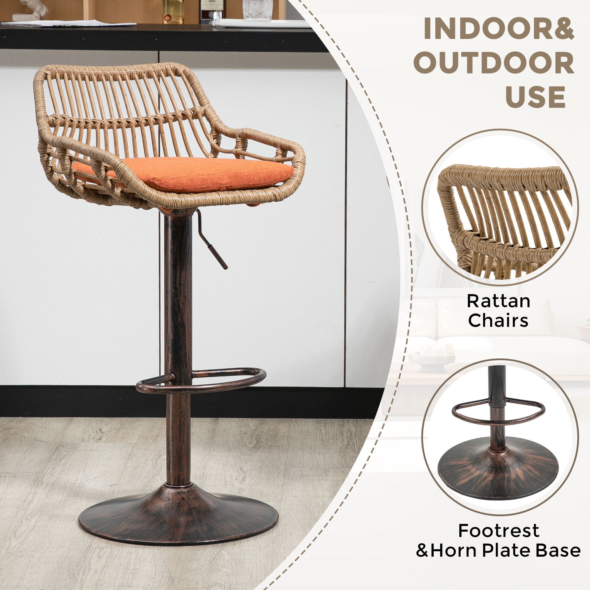 Modern Swivel Bar Stools Adjustable Counter Chairs