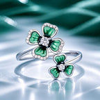 925 Sterling Silver Enamel Pavé CZ Ring for Women