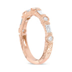14K Rose Gold 3/8 Cttw Baguette and Round Diamond Bridal Band - (H-I Color, VS1-VS2 Clarity) - Size 6.75