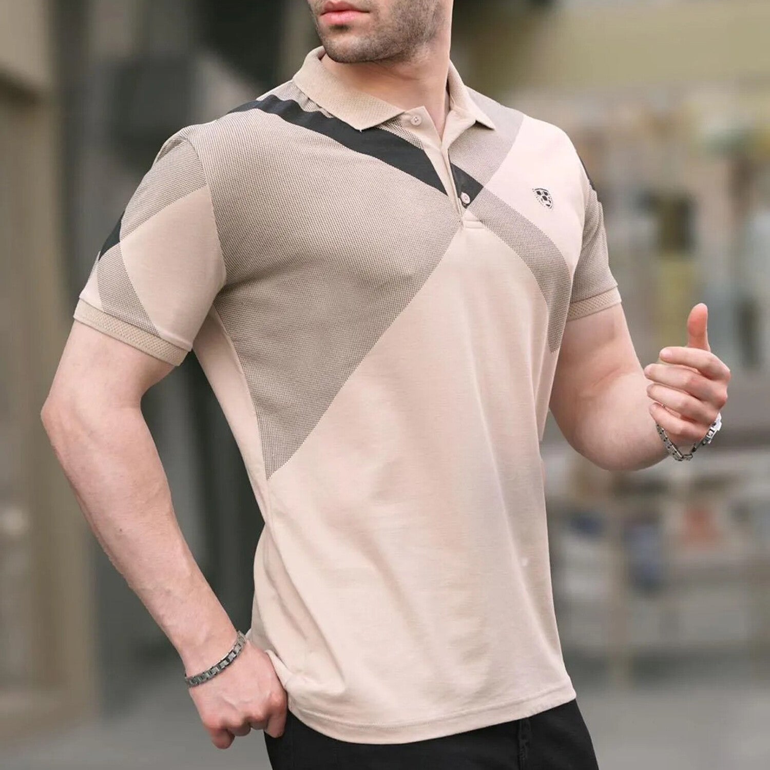 Patterned Polo// Beige