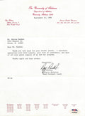 Ray Perkins Signed TLS Letter University of Alabama PSA/DNA 185129