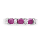 0.73 Carat Genuine Ruby and White Diamond 14K White Gold Ring