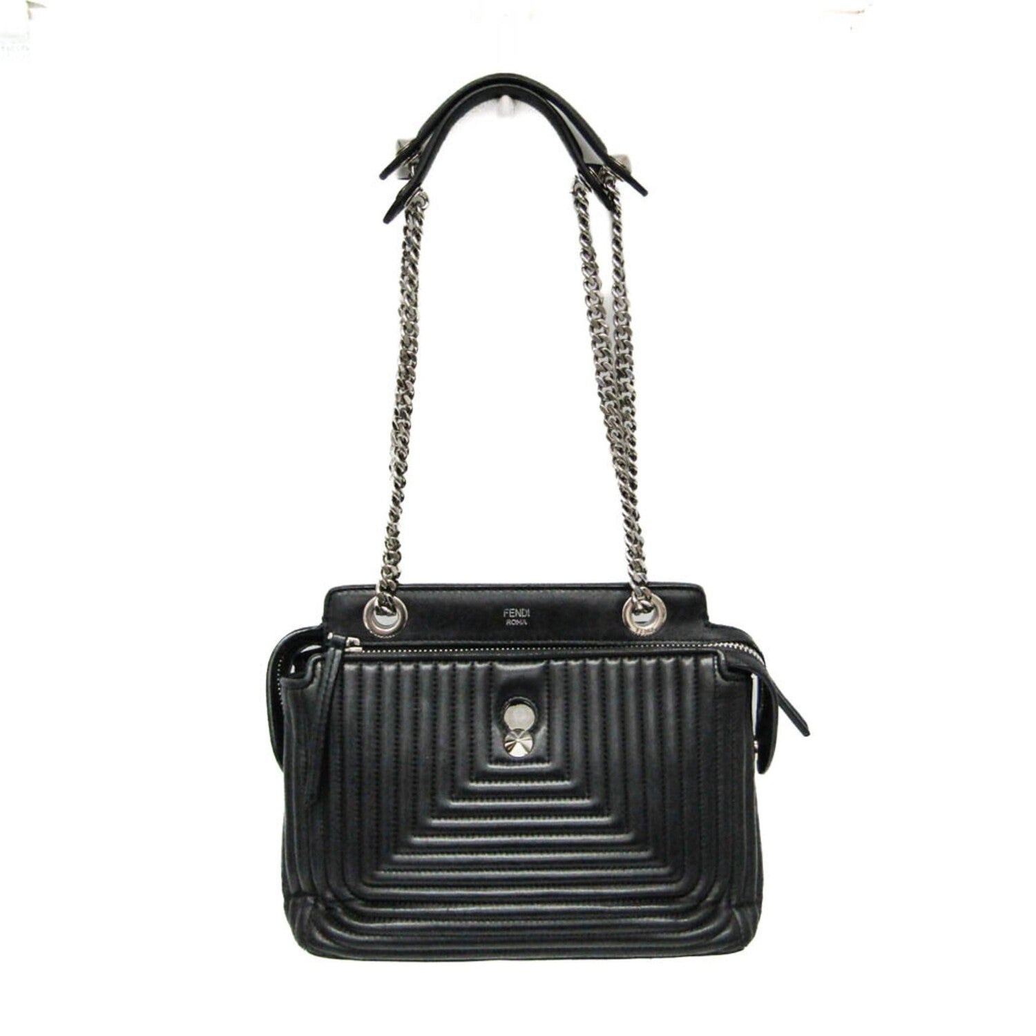 Fendi // Leather Dot-Com Click Handbag // Black // Pre-Owned