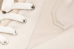 The Arata Cream Leather Lace-Up Ankle Women Boot With a Side Zipper