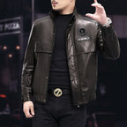 Racer Leather Jacket with Duckdown Lining  // Black
