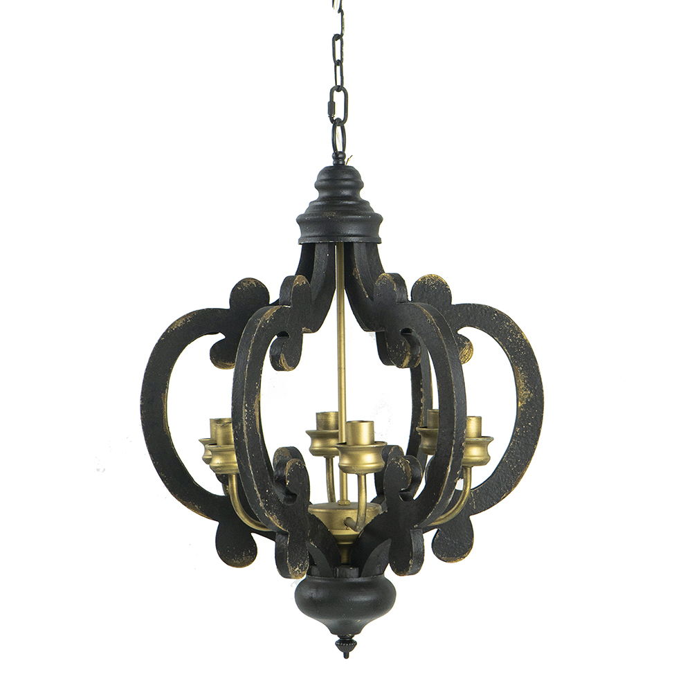 Farmhouse Chandelier, 6 Light Wood Chandelier Living Room Entryway