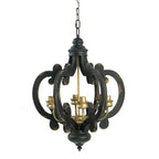 Farmhouse Chandelier, 6 Light Wood Chandelier Living Room Entryway