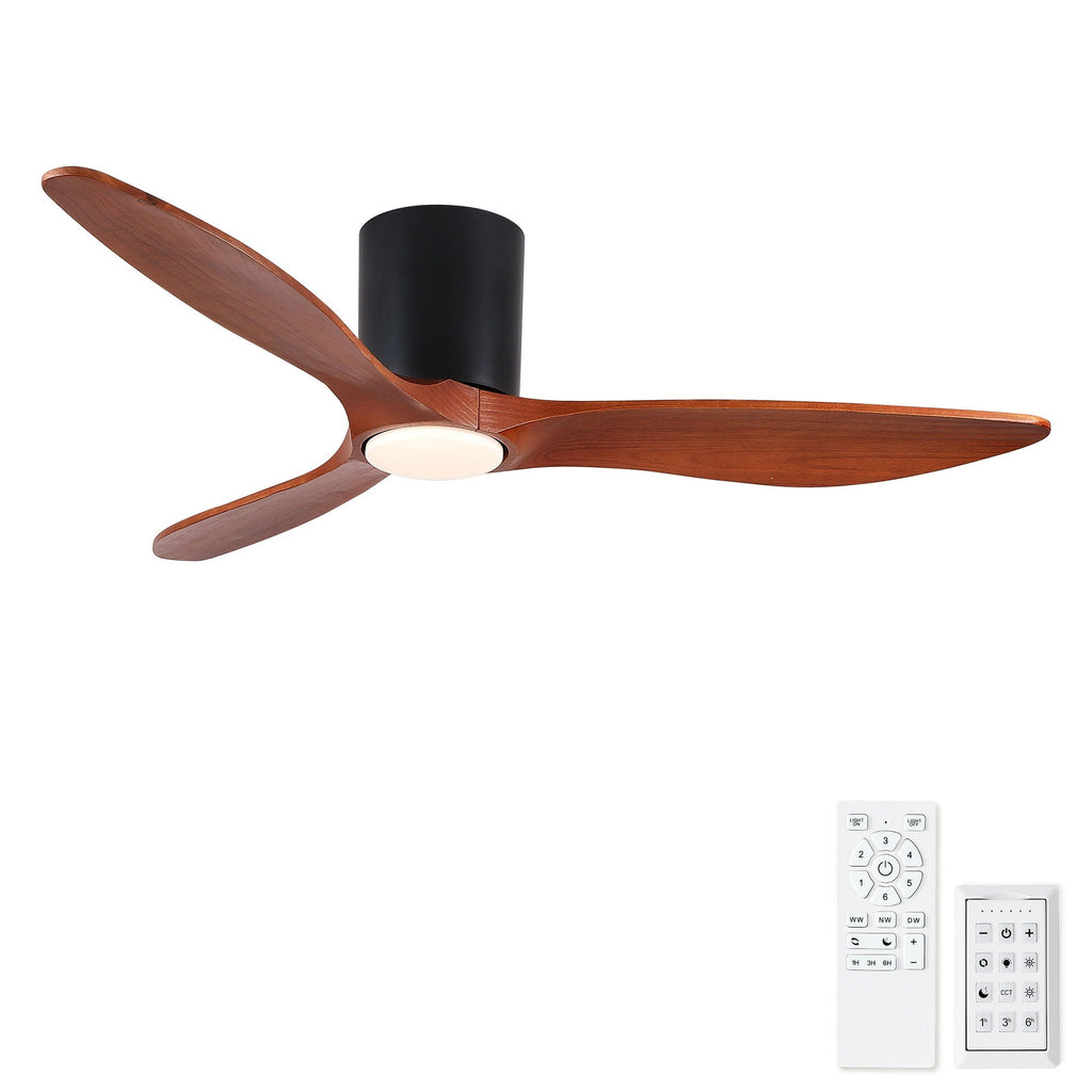 Low Profile Flush Mount Ceiling Fan With Light And - Matte Black